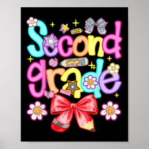 Preppy Second Grade Back To School 2nd Grade Girl Poster