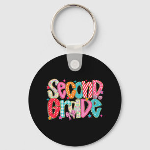 Preppy Second Grade Back To School 2nd Grade Teach Keychain