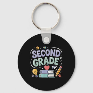 Preppy Second Grade Back To School 2nd Grade Teach Keychain
