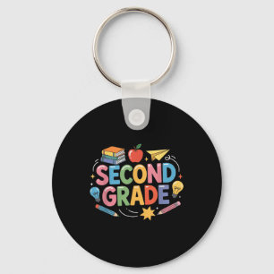 Preppy Second Grade Back To School 2nd Grade Teach Keychain
