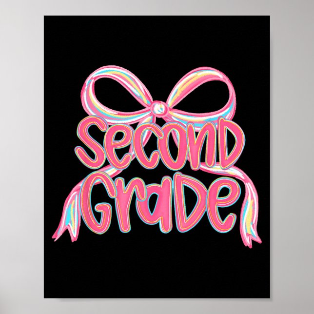 Preppy Second Grade Back to School Bundle Teacher Poster (Front)