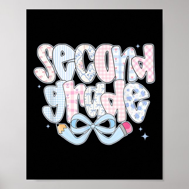 Preppy Second Grade Back To School Coquette 2nd Gr Poster (Front)