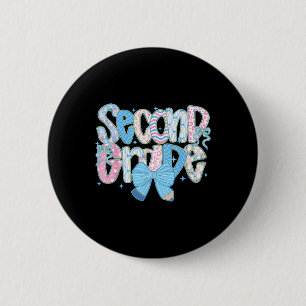 Preppy Second Grade Back To School Floral Teachers 2 Inch Round Button