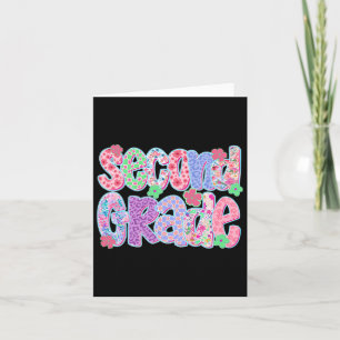 Preppy Second Grade Back To School Teachers Girls  Card