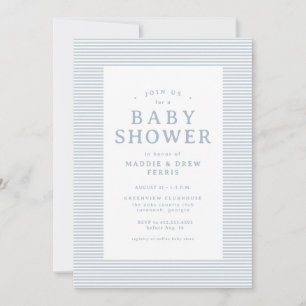 Preppy seersucker stripe blue white baby shower invitation