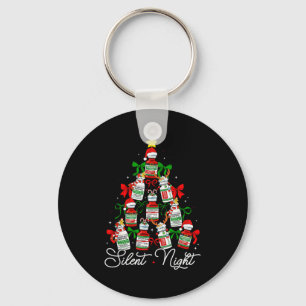 Preppy Silent Night Christmas Coquette Bow Nurse G Keychain