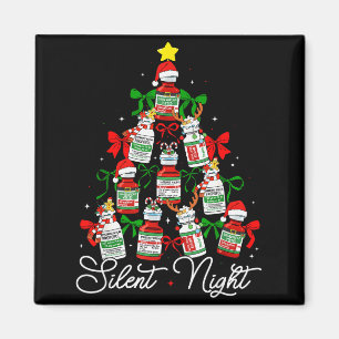 Preppy Silent Night Christmas Coquette Bow Nurse G Magnet