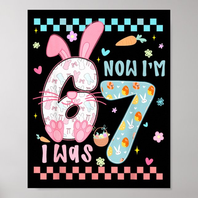 Preppy Six Seven 67 Easter Bunny Funny 6 7 Birthda Poster (Front)