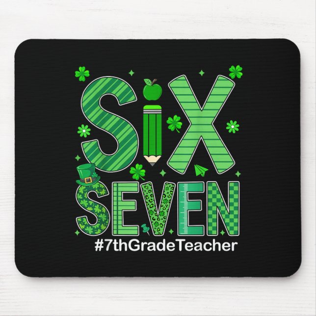 Preppy six seven 67 funny st patricks day 7th grad mouse pad (Front)