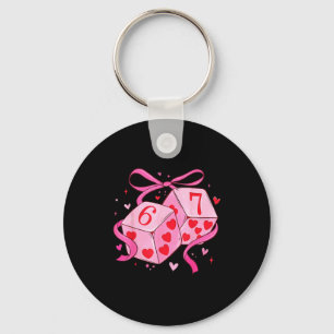 Preppy Six Seven Valentine 6 7 Meme Funny Coquette Keychain