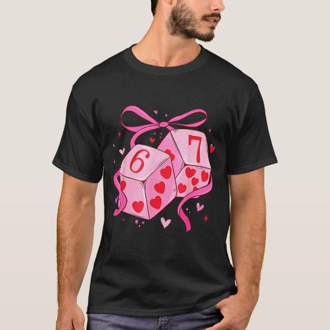 Preppy Six Seven Valentine 6 7 Meme Funny Coquette T-Shirt (Front)