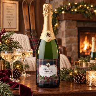 Preppy Ski Lodge Christmas Après Bébé Baby Shower Sparkling Wine Label