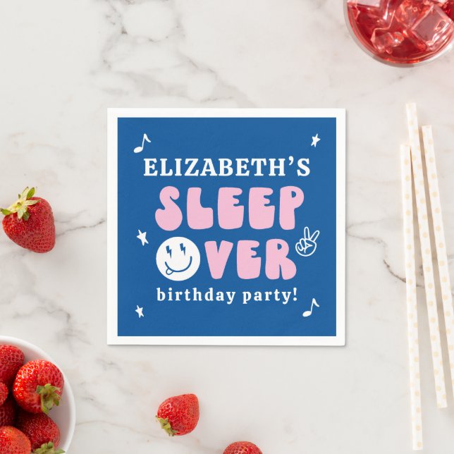 Preppy Sleep Over Tween Birthday Party Napkin (Insitu)