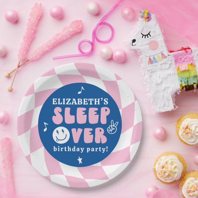 Preppy Sleep Over Tween Birthday Party Paper Plate (Party)