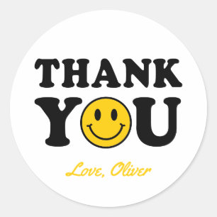 Preppy Smile One Cool Dude Thank You Classic Round Sticker