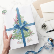 Preppy Soft Pastel Christmas Tree Wrapping Paper