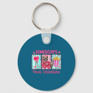Preppy Somebody's Feral Valentine Raccoon Valentin Keychain