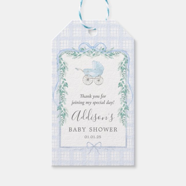 Preppy Southern baby carriage Favour tag (Front)