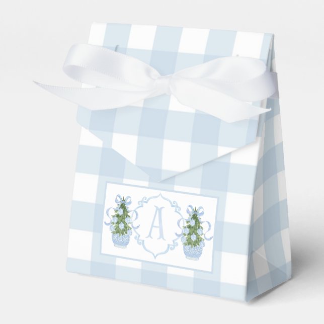 Preppy Southern Blue Boy Christmas Baby Shower Favor Box (Front Side)