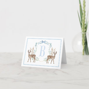 Preppy Southern Blue Boy Deer Baby Shower Thank You Card