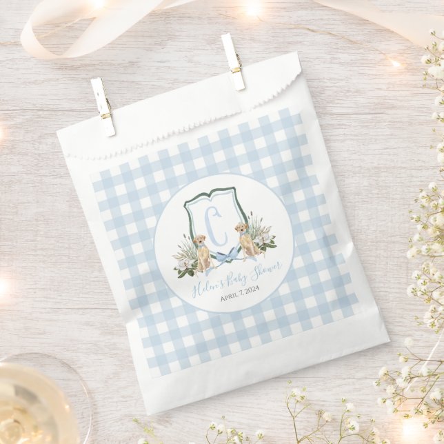 Preppy Southern Blue Boy Dog Baby Shower Favour Bag (Clipped)