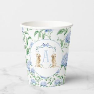 Preppy Southern Blue Boy Dog Baby Shower Paper Cups