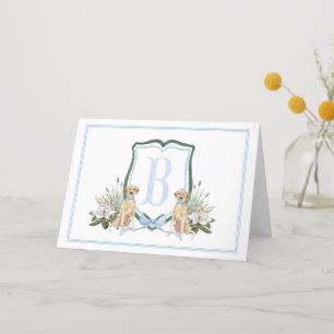 Preppy Southern Blue Boy Dog Baby Shower Thank You Card