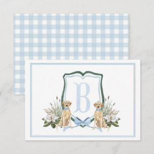 Preppy Southern Blue Boy Dog Baby Shower Thank You Card