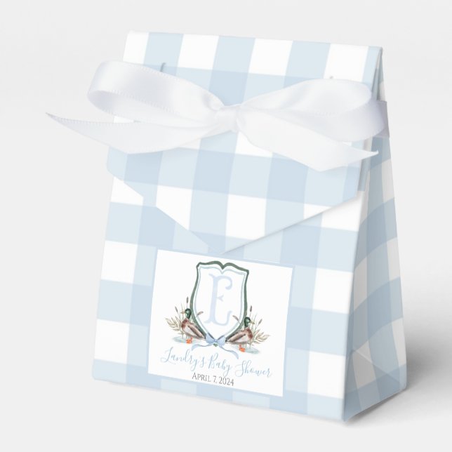 Preppy Southern Blue Boy Duck Baby Shower Favor Box (Front Side)
