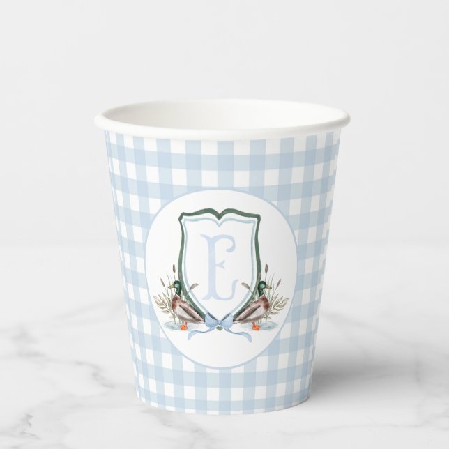 Preppy Southern Blue Boy Duck Baby Shower Paper Cups (Front)