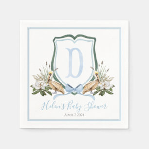 Preppy Southern Blue Boy Pelican Baby Shower Napkin