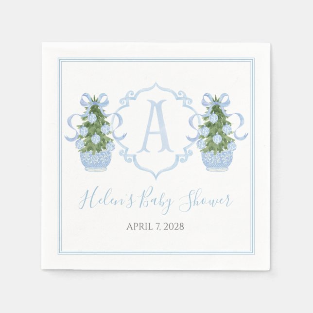 Preppy Southern Blue Christmas Tree Napkin (Front)