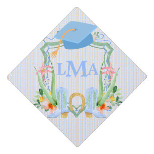 Preppy Southern Cowgirl Monogram Graduation Square Cap Topper