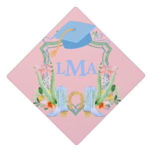 Preppy Southern Cowgirl Monogram Graduation Square Cap Topper