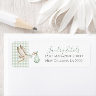 Preppy Southern Green Stork Address Labels