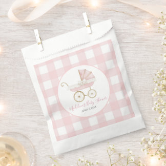Preppy Southern Pink Girl Carriage Baby Shower Favour Bag