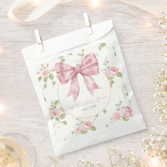 Preppy Southern Pink Girl Floral Baby Shower Favour Bag (Clipped)