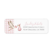 Preppy Southern Pink Stork Address Labels