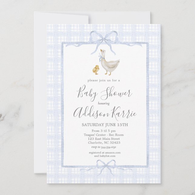 Preppy Southern silly goose boy baby shower invite