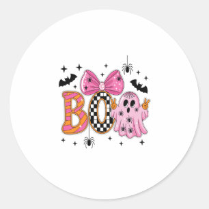 Preppy Spooky Halloween Boo Classic Round Sticker
