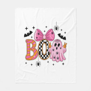 Preppy Spooky Halloween Boo Fleece Blanket