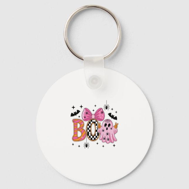 Preppy Spooky Halloween Boo Keychain (Front)