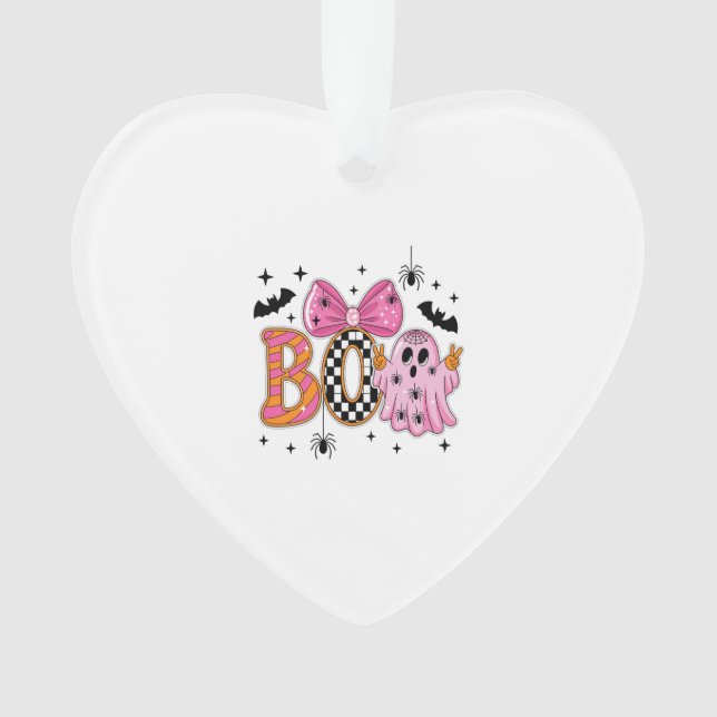 Preppy Spooky Halloween Boo Ornament (Front)