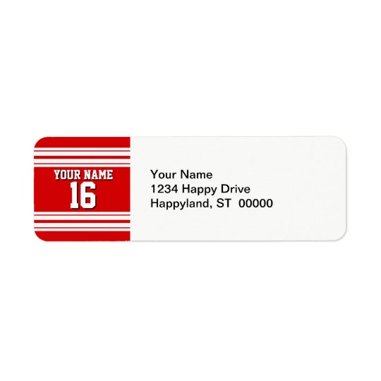 Preppy Sporty Red with White Stripes Team Jersey Return Address Label