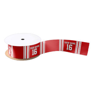 Preppy Sporty Red with White Stripes Team Jersey Satin Ribbon