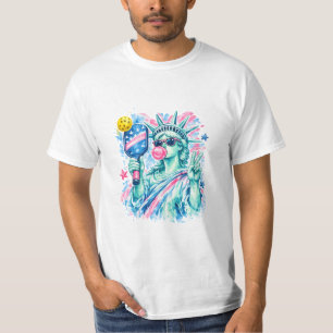 Preppy Statue Liberty Blowing Bubble Gum Picklebal T-Shirt