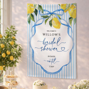 Preppy Stripe Citrus Bridal Shower Decor Banner