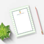 Preppy Stripe Pineapple Personalized Post-it Notes<br><div class="desc">Design features a watercolor pineapple illustration,  navy trim,  and a pale green and white stripe background. Personalize with a name or text of your choice. Coordinating accessories available in our shop.</div>