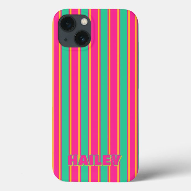 Preppy Striped Monogram Phone Case (Back)
