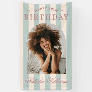 Preppy Stripes 30th Birthday Party Welcome Photo Banner